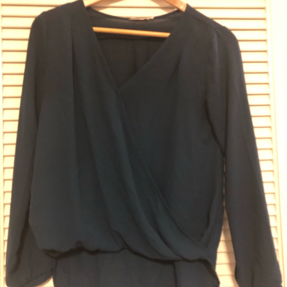 Turquoise Lush cross blouse